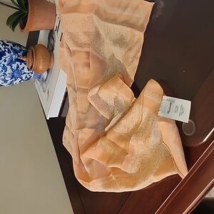 Madewell 💯  silk square pink and cream scarf.